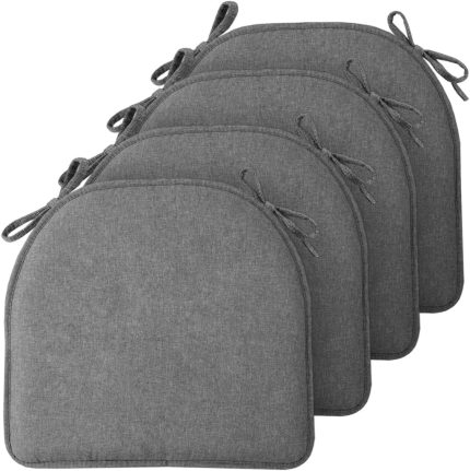 TushGuard Chair Cushions, Memory Foam Chair Pads, Kitchen Chair Cushions Set of 4, Anti-Slip Backing & Fixed Straps, Chair Cushions for Dining Room, Office Chair, Study Room.