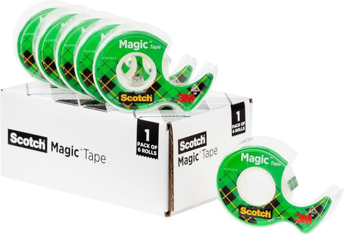 Scotch Magic Tape, Invisible, Home Office Supplies and Back to School Supplies for College and Classrooms, 6 Rolls with 6 Dispensers