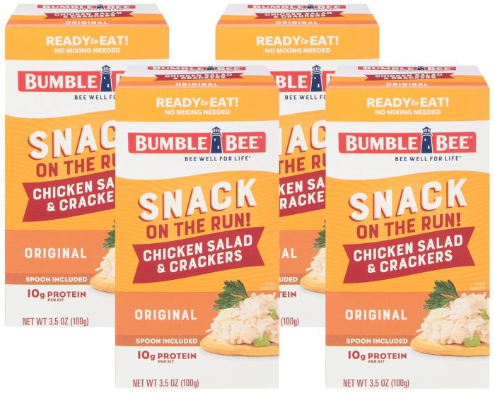 Bumble Bee Snack on the Run Chicken Salad with Crackers Kit- Ready to Eat, Spoon Included – Shelf Stable & Convenient Protein Snack, 3.5 oz (Pack of 4)